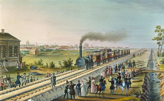 Die Eröffnung der Eisenbahn von St. Petersburg nach Pawlowsk a Russischer Maestro