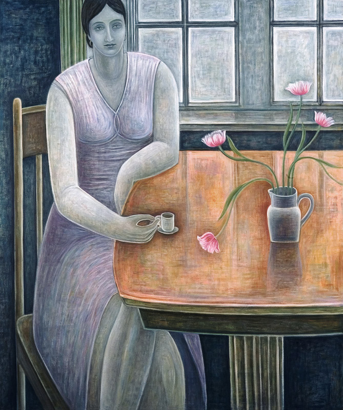 Woman with Small Cup, 2007 (oil on canvas)  a Ruth  Addinall