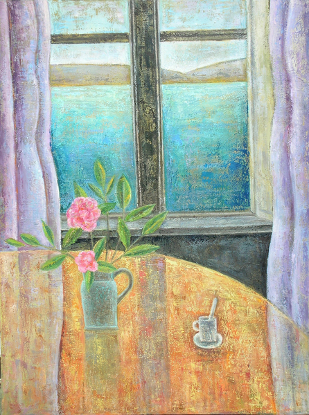 Still Life in Window with Camellia a Ruth  Addinall