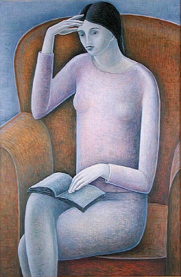 Woman Reading, 2003 (oil on wood)  a Ruth  Addinall