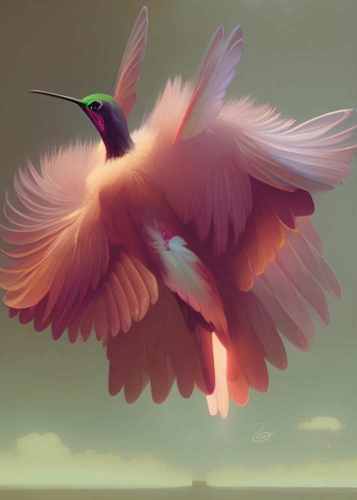 Humming Bird with Pink Wings a Ruth Day