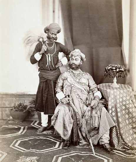 His Highness Maharaja Tukoji Rao (1844-86) II of Indore and attendant a S. Bourne