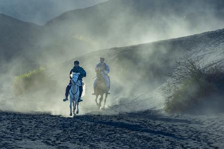 Horse riding at mountain