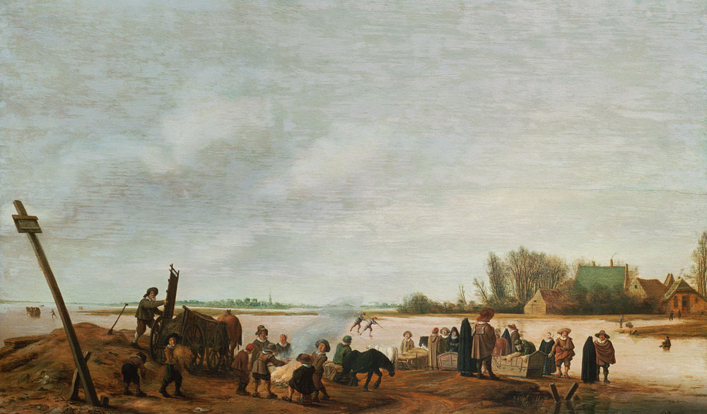 Winter Landscape with a River a Salomon van Ruisdael or Ruysdael