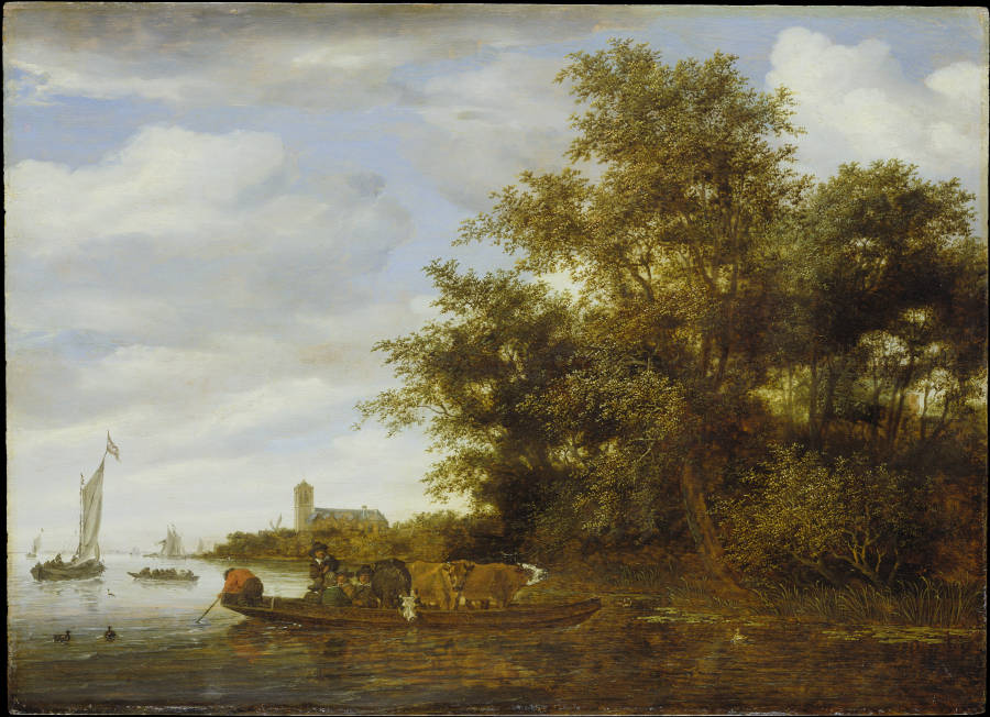 River Landscape with Ferry a Salomon van Ruysdael