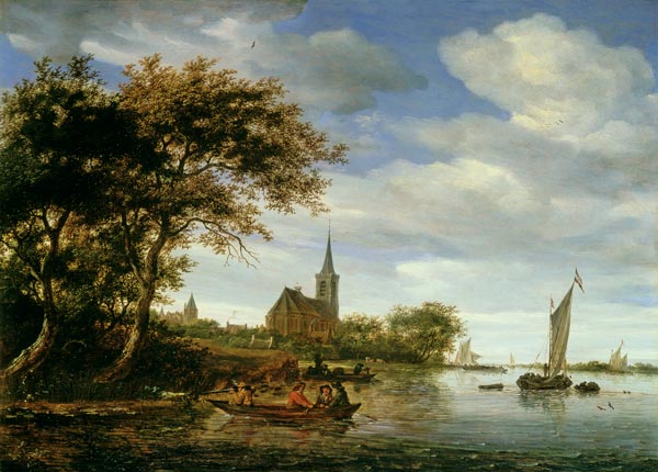 River Scene a Salomon van Ruysdael