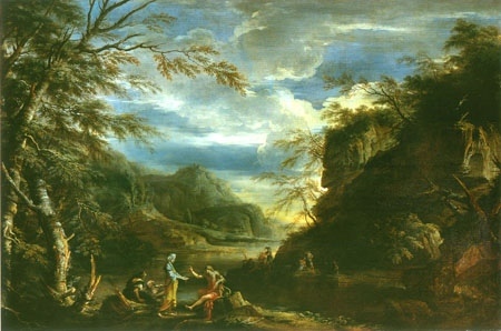 Countryside with Apollo and the cumäischen Sibylle a Salvatore Rosa
