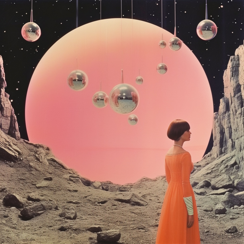 Space Orbs Collage Art a Samantha Hearn