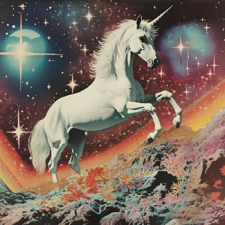Vintage Unicorn Collage Art