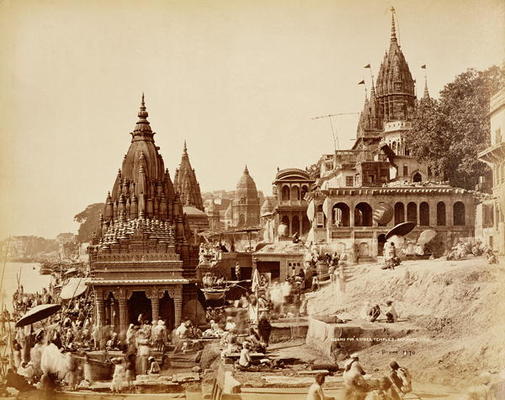 Vishnu Pud and Other Temples, Benares (sepia photo) a Samuel Bourne