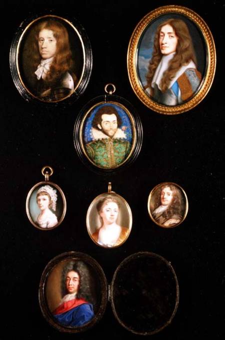 James, Duke of York, 1661, by Samuel Cooper, together with various other miniature portraits: Gibson a Samuel Cooper
