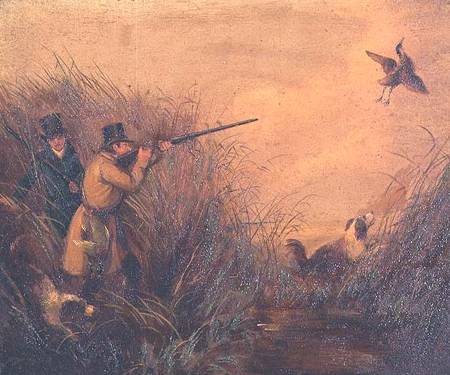 Duck Shooting Amongst Reeds a Samuel Egbert Jones