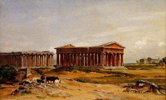 The ruins at Paestum, 1852 (oil on canvas) a Samuel James Ainsley