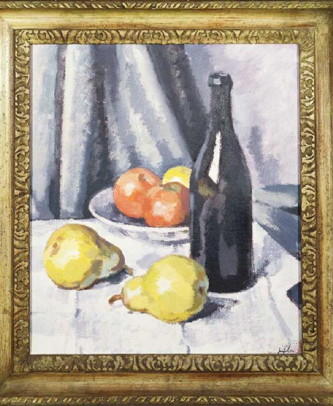 Äpfel, Birnen und eine Flasche. a Samuel John Peploe