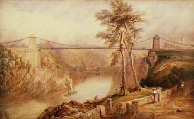 View of the Avon Gorge with the approved design for the Clifton Suspension Bridge