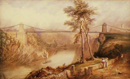 View of the Avon Gorge with the approved design for the Clifton Suspension Bridge a Samuel R.W.S. Jackson