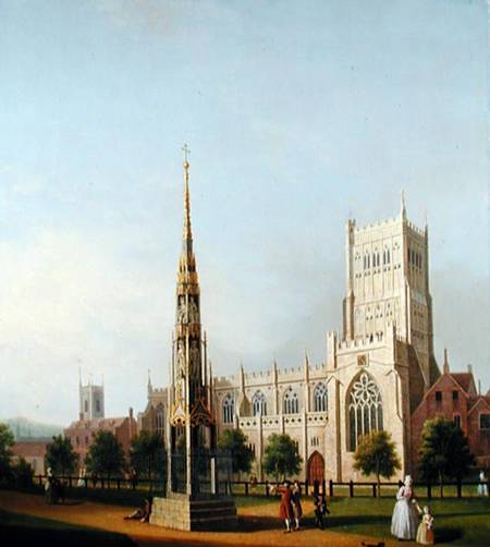 A View of Bristol High Cross and Cathedral a Samuel Scott
