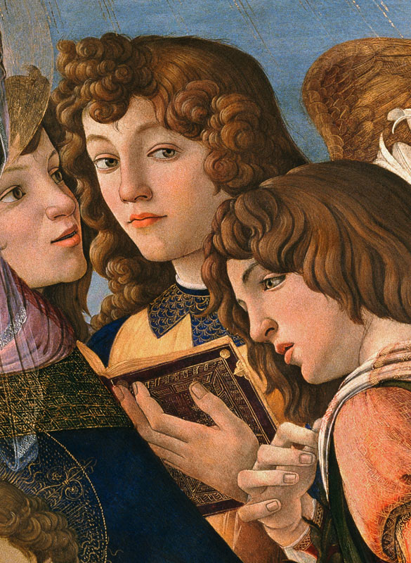 Angels from the Madonna della Melagrana (detail of 44340) a Sandro Botticelli