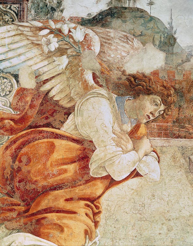 The Annunciation, detail of the Archangel Gabriel, from San Martino della Scala a Sandro Botticelli