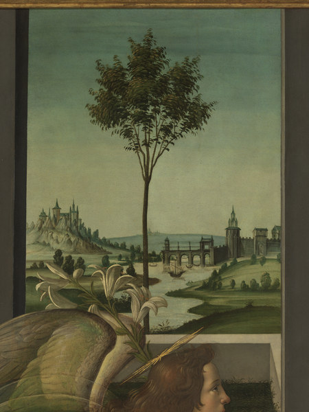 Botticelli, Verkündigung, Flusslandsch.. a Sandro Botticelli