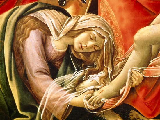 The Lamentation of Christ, detail of Mary Magdalene and the Feet of Christ a Sandro Botticelli