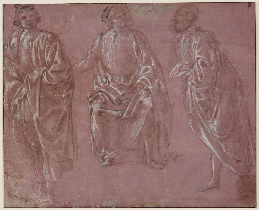 Three garbed figures a Sandro Botticelli