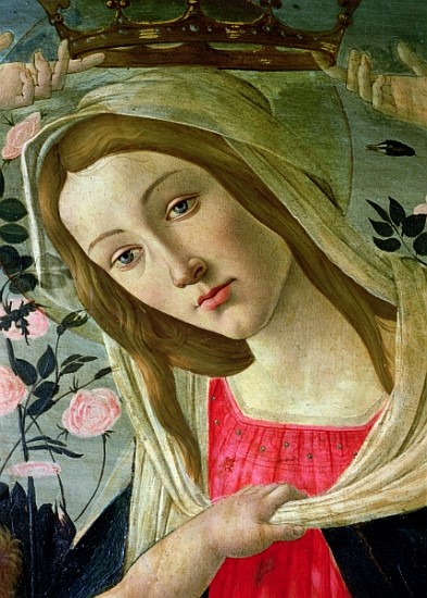 Madonna and Child Crowned Angels, detail of the Madonna a Sandro Botticelli