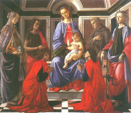 Madonna with child and six saints a Sandro Botticelli