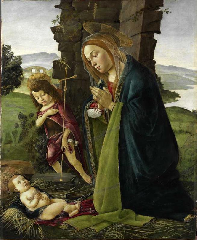 Maria, das Kind anbetend, mit Johannesknaben. a Sandro Botticelli