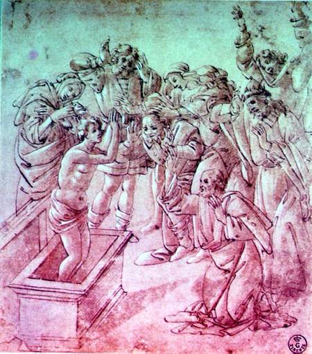 The Raising of Lazarus (pen & ink with gouache) a Sandro Botticelli