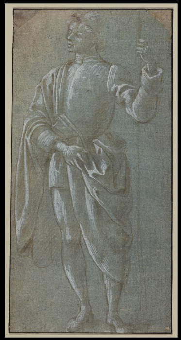 Stehender Jüngling mit drapiertem Mantel und Modellstab a Sandro Botticelli