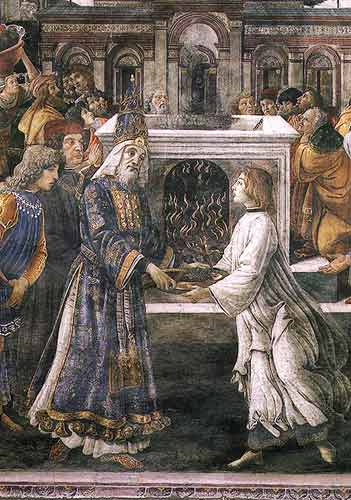 The Purification of the Leper and the Temptation of Christ, in the Sistine Chapel: detail of the pur a Sandro Botticelli