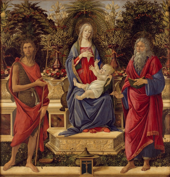 Enthroned Madonna with Child and Saints a Sandro Botticelli