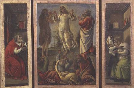 Triptych showing the Transfiguration, Jesus Appearing to his Disciples with SS. Jerome and Augustine a Sandro Botticelli