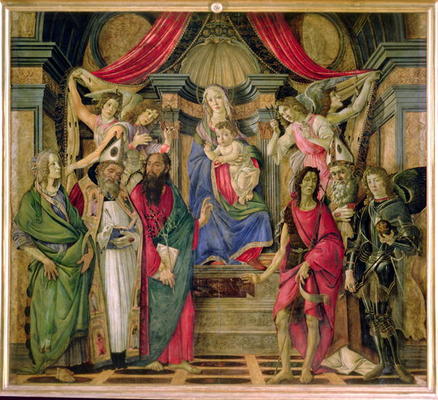 Virgin and Child with Saints from the Altarpiece of San Barnabas, c.1480-81 (tempera on panel) a Sandro Botticelli