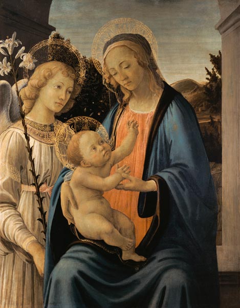 Madonna mit Kind und einem Engel. a Sandro (Werkstatt) Botticelli