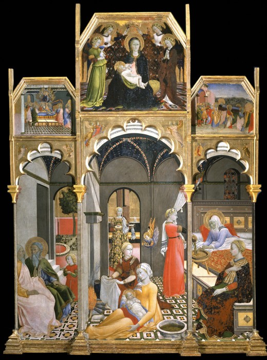 The Birth of the Virgin (Scenes from the Life of the Virgin) a Sano di Pietro