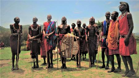 Maasai tribesmen and women. Kenya.