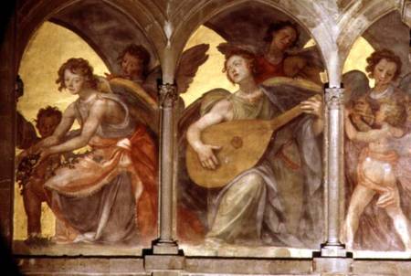 Musical angels within a trompe l'oeil cloister, from the interior west facade a Santi di Tito
