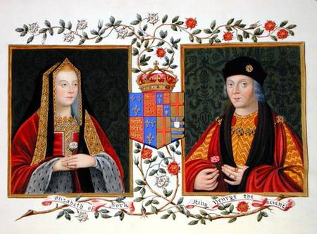 Double portrait of Elizabeth of York (1465-1503) and Henry VII (1457-1509) holding the white rose of a Sarah Countess of Essex