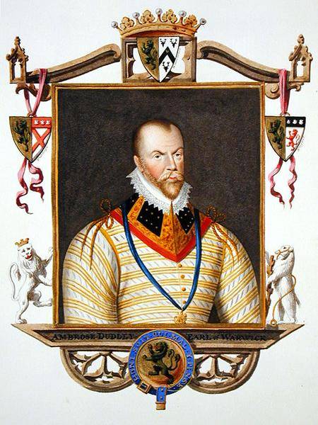 Portrait of Ambrose Dudley (c.1528-d.15 90) 1st Earl of Warwick from 'Memoirs of the Court of Queen a Sarah Countess of Essex