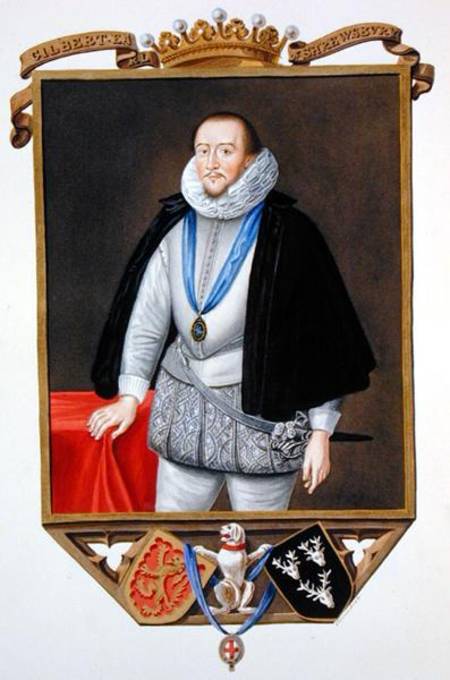 Portrait of Gilbert Talbot (1553-1616) 7th Earl of Shrewsbury from 'Memoirs of the Court of Queen El a Sarah Countess of Essex