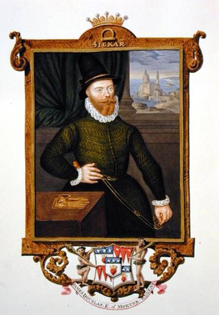 Portrait of James Douglas (c.1516-81) 4th Earl of Morton from 'Memoirs of the court of Queen Elizabe a Sarah Countess of Essex