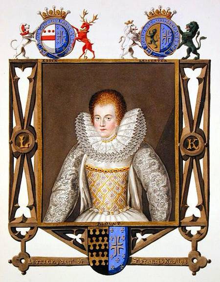 Portrait of Lettice Knollys (c.1541-1634) Daughter of Sir Francis Knollys from 'Memoirs of the Court a Sarah Countess of Essex