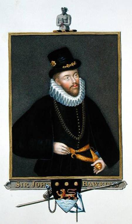 Portrait of Sir John Hawkins (1532-95) from 'Memoirs of the Court of Queen Elizabeth' after a triple a Sarah Countess of Essex