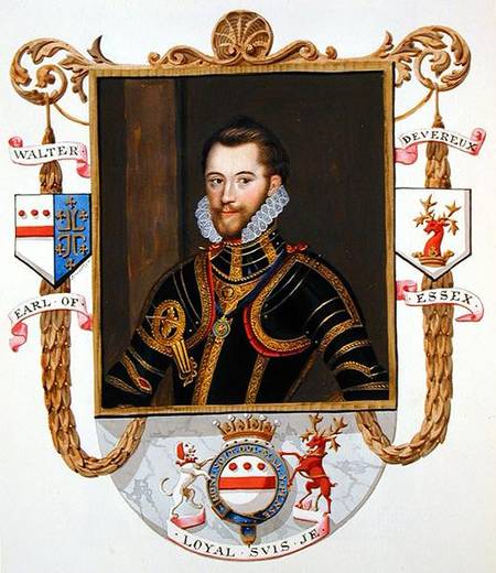 Portrait of Walter Devereux (1541-76) 1st Earl of Essex from 'Memoirs of the court of Queen Elizabet a Sarah Countess of Essex