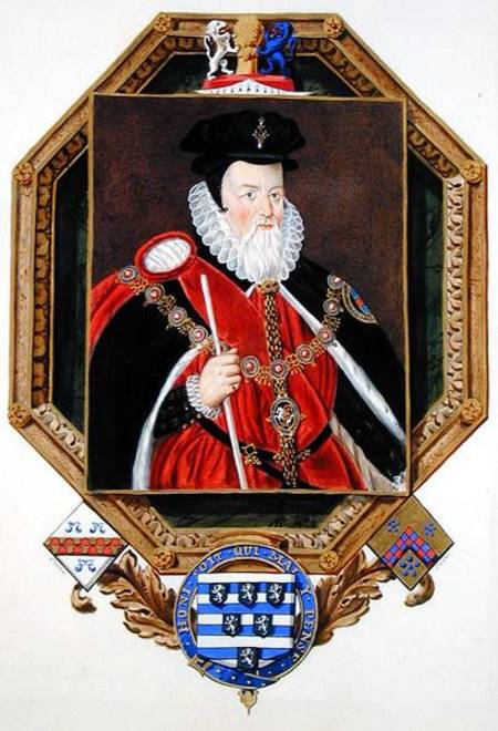 Portrait of William Cecil (1520-98) 1st Baron Burghley from 'Memoirs of the Court of Queen Elizabeth a Sarah Countess of Essex