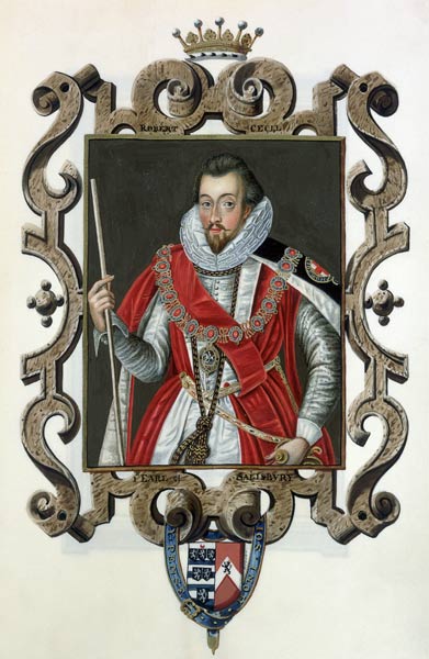 Portrait of Robert Cecil (1563-1612) 1st Earl of Salisbury from 'Memoirs of the Court of Queen Eliza a Sarah Countess of Essex