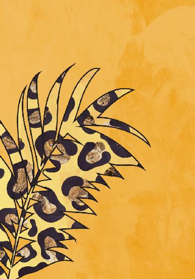 Yellow leopard print palm leaf