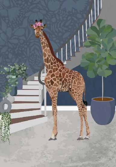 Giraffe by the stairs